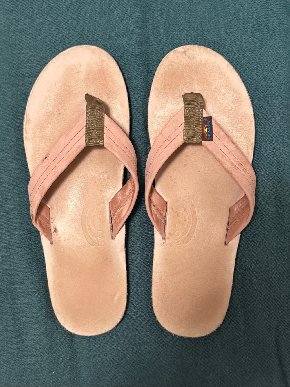 Rainbow Women’s Pink and Brown Leather Flip Flops